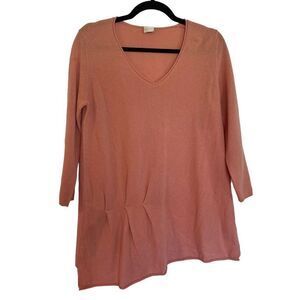 Poetry NWT 100% Cashmere orange vneck sweater *flaw